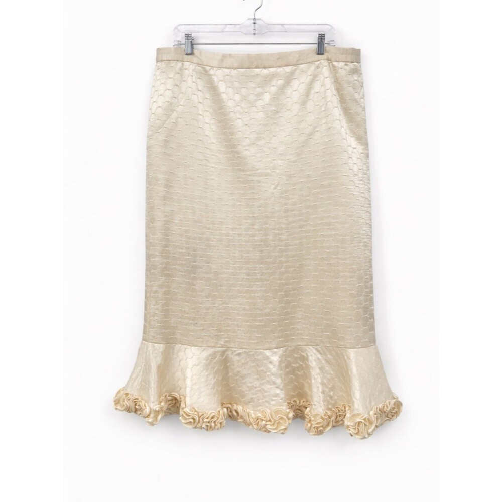 Unbranded Vintage Ivory Midi Skirt Ruffle Rosette Texutured Size 20 Bridal Plus